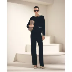 Pantalón de mujer liso tricot cintura