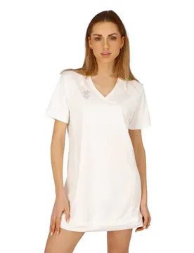 Robe à Manches Courtes V-neck Tech White S