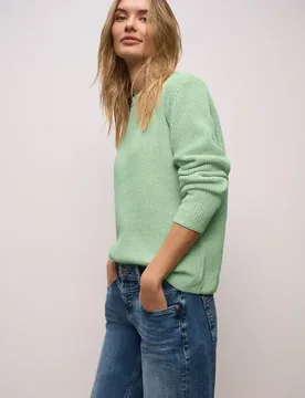 Chenille Pullover female Grün - Street One - FashionsVida