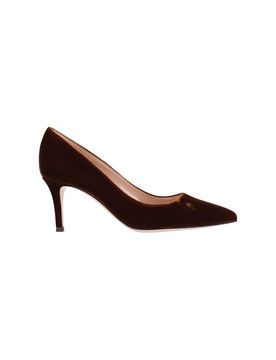 Women's Heeled Velvet-Effect Mule with Leather Lining