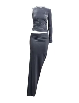 Vestido largo Mujer Gris ONESIZE Mujer - Amazuìn - FashionsVida