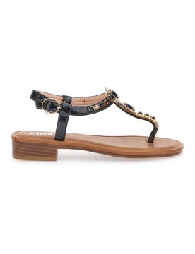 Sandali Infradito Neri Con Pietre 723 38