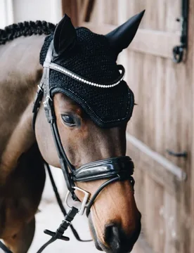 Fliegenhaube WELLINGTON GLITTER BAND Full schwarz - Kentucky Horsewear - FashionsVida