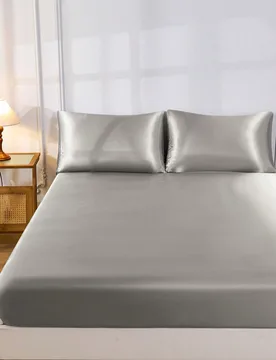 Pieza Sábana ajustable de satén de seda sintética color marrón café sólido, incluye 1 pieza de sábana ajustable, adecuada para cama extra grand - Shein - FashionsVida