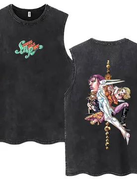 Anime Jojo Bizarre Adventure Steel Ball Run Vintage Washed Tank Tops Men Women Casual Manga Sleeveless T Shirt Oversized T-shirt - Aliexpress - FashionsVida
