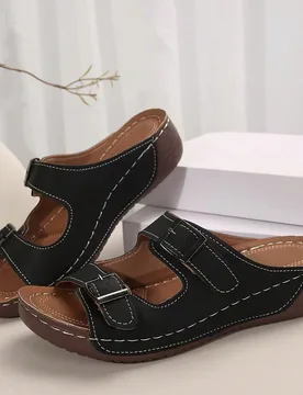Sandalias planas con punta abierta, nuevas para otoño 2024, informales, transpirables, ligeras y cómodas, para mujeres de talla grande - Shein - FashionsVida