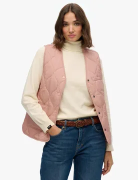 Lightweight V-Neck Quilted Gilet Pink female - Superdry & Co - FashionsVida
