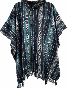 Cardigan - Poncho Hippie chic, Ethno Poncho, Andenponcho - blau/schwarz - für Männer - Größe multicolor - Männer - male