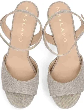 Sandalias de tacón Mae de mujer en tela brillante - Mascaró - FashionsVida
