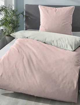 Melange-Flanell Bettwäsche MELANGE UNI rose, 155x200 cm + 80x80 cm - Biberna - FashionsVida