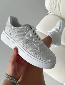 Women's Crystal Icon Trainers Limited Edition in White Size: 6 - White - Size: 6 - Love Lemonade - FashionsVida