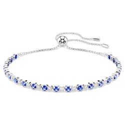 Bracciale Tennis Matrix, Tagli arrotondati misti, Blu, Placcato rodio OS