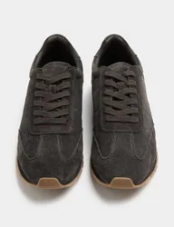 Suede Lace Up Runner Trainers Dark Brown male