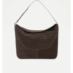 Bolso shopping de piel serraje con efecto cocodrilo
