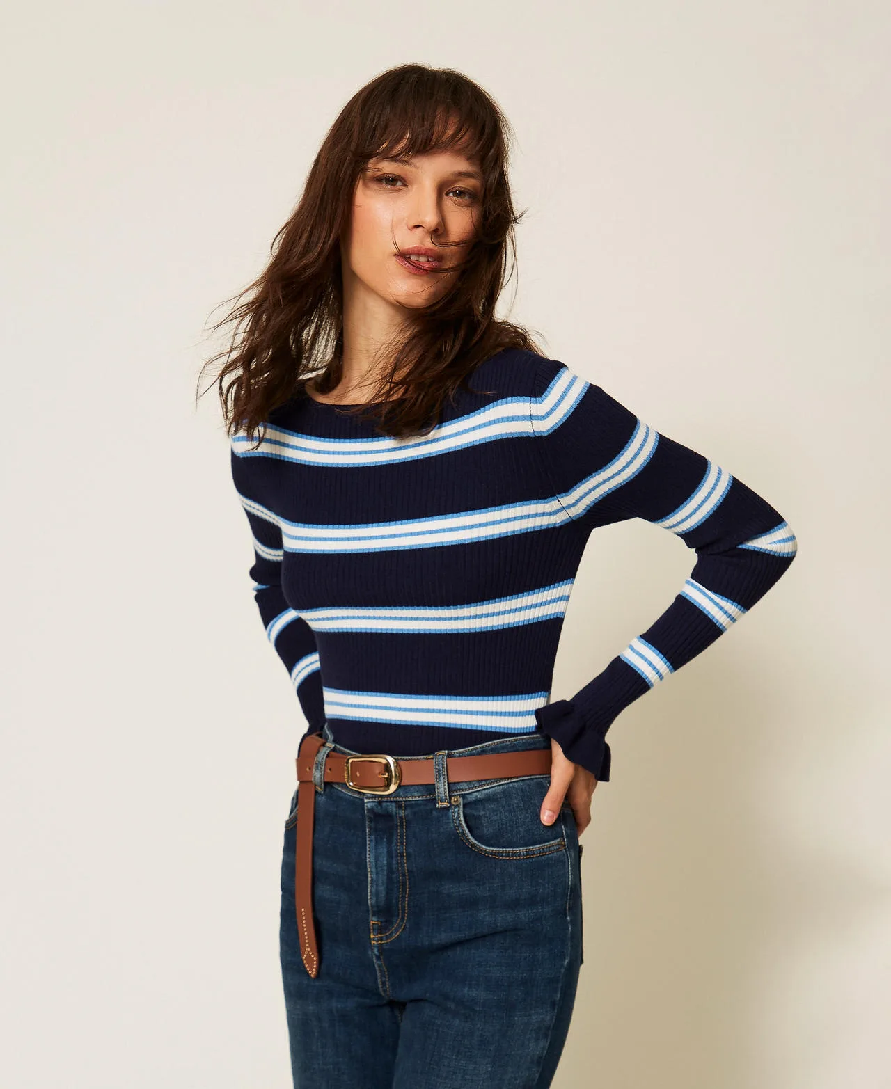 Twinset Pull rayé avec volants - TWINSET - FashionsVida