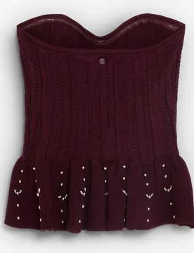 Top de punto de mujer acanalado con escote de corazón - Scalpers - FashionsVida