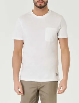 T-shirt bianca mezza manica in puro cotone con taschino al petto - Peuterey - FashionsVida