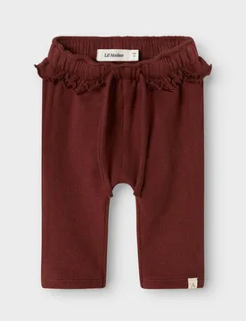 Pantalone Lil'Atelier bordeaux in felpa di cotone con coulisse e rouches - Lil' Atelier - FashionsVida