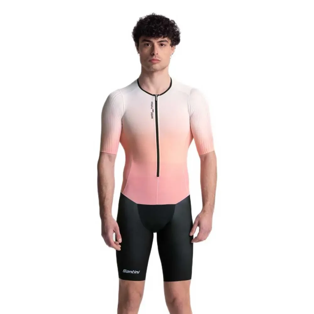 Trisuit A Maniche Corte Viper Block Pesca - Santini - FashionsVida
