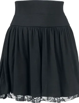Kurzer Rock - Floral Lace Skirt - XS bis 3XL - für Damen - Größe XXL - schwarz - Frauen - female - Rotterdamned - FashionsVida