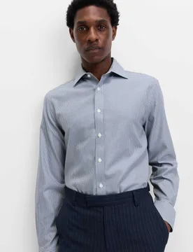Slim Fit Ultimate Non-Iron Cotton Shirt Dark Ink male - M&S - FashionsVida
