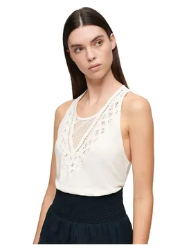 Maglietta Senza Maniche Lace Off White XL