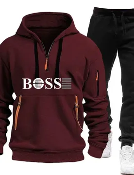 Men's Autumn and Winter New Pullovers Hoodie and Pants 2-piece Set, Outdoor Jogging Windproof Zipper Warm Men's Sportswear - Aliexpress - FashionsVida