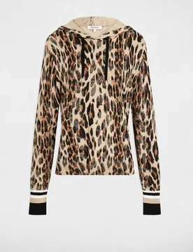Jersey de mujer con capucha y estampado animalier - Morgan - FashionsVida