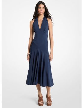 Para mujer. MS683COH6J Vestido midi con cuello halter (M), Azul, Casual, Sin mangas / Tirantes, Poliéster Reciclado, Sos