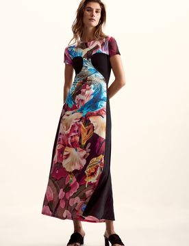 Vestido punto flores M. C. Lacroix, Mujer, Poliester, Azul, XS