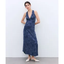 Vestido largo jacquard de mujer