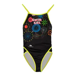Thin Strap Swimsuit Black 2XL Women