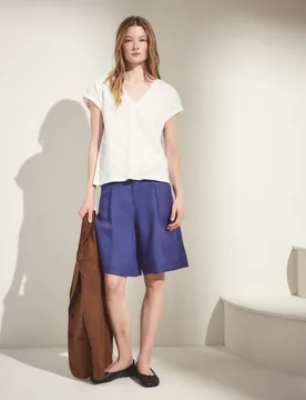 Camiseta manga corta de mujer con cuello pico troquelado - Woman El Corte Inglés - FashionsVida