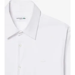 Camisa de hombre de popelín elástico de corte ajustado en azul de manga larga