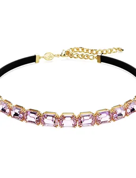 Girocollo Millenia, Taglio ottagonale, Viola, Finitura oro 18K OS - Swarovski - FashionsVida