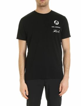 T-shirt nera con patch logo