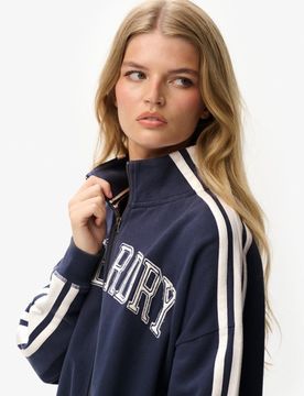 Superdry Damen Athletic Essentials Applique Zip-trainingsjacke in OverGröße-passform Navy - Größe: 36