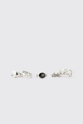 Men's 5 Pack Eight Ball & Star Rings Silver Size S/M Silver S/M