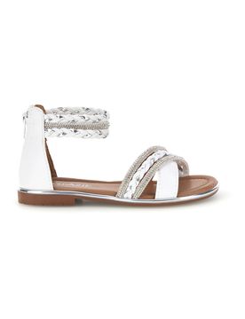 Sandali bianchi con fasce incrociate glitter e cerniera 15023 33