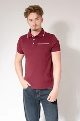 Mens Pocket Polo Shirt - Dark Red Cotton - Size 2xl
