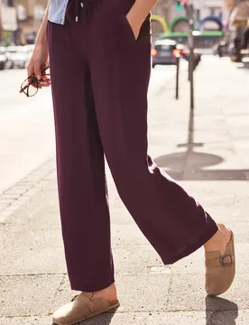 Street One Mid Waist Wide Leg Hose mit Struktur female Lila