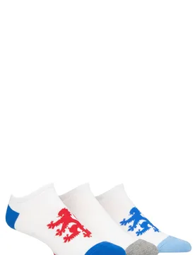 Mens 3 Pair Plain and Patterned Cotton Secret Socks Logo White Blue / Grey / Light Blue UK 7-11 - White - Size: 7-11 Mens - Pringle - FashionsVida