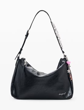Bolso efecto piel cuadrado, Mujer, Poliuretano, Negro, U