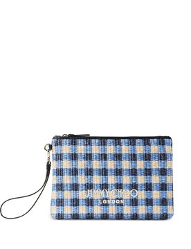 Gingham Raffia Zipped Pouch