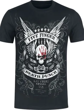 T-Shirt - No Regrets - Heavyweight - S - für Männer - Größe S - schwarz - EMP exklusives Merchandise! - Männer - male - Five Finger Death Punch - FashionsVida