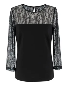 Bespoke Black Lace Panelled Top - Bespoke - FashionsVida