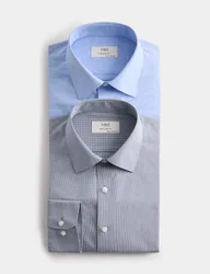 Pack Regular Fit Easy Iron Long Sleeve Shirts Blue Mix male
