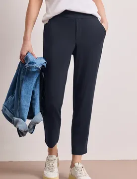 Mid Waist Slim Leg Hose im Loose Fit female Blau