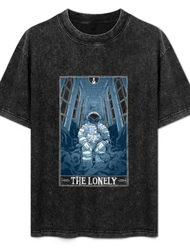 The Lonely Tarotesque (Dark) T-Shirt Vintage Print Crew Neck Tee - Aliexpress - FashionsVida