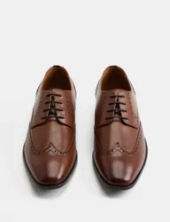 Leather Wide Fit Derby Shoes Tan male